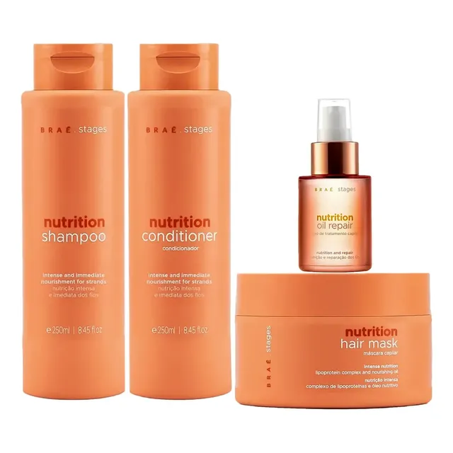 Braé Stages Nutrition Shampoo + Condicionador + Óleo + Másc