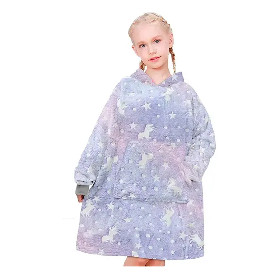 Buzo Manta Canguro Infantil Capucha Bolsillo Brillo Nocturno