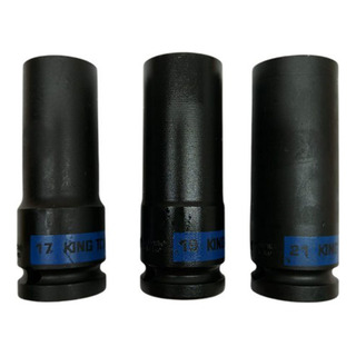 Kit Com 3 Soquetes De Impacto Sextavado Extra Longo 1/2 Kit Com 3 Soquetes De Impacto Sextavado Extra Longo 1/2
