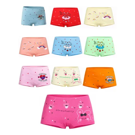 Kit 10 Calcinhas Box Infantil Algodão Menina Shortinho Multicolorido Desenhos Animados 10-12 - Gg