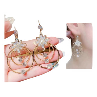 Aretes De Circulo Con Flor Moda Fashion Aretes De Circulo Con Flor Moda Fashion