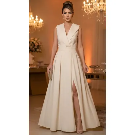 Vestido Longo Festa Casamento Madrinha Alfaiataria Elegante