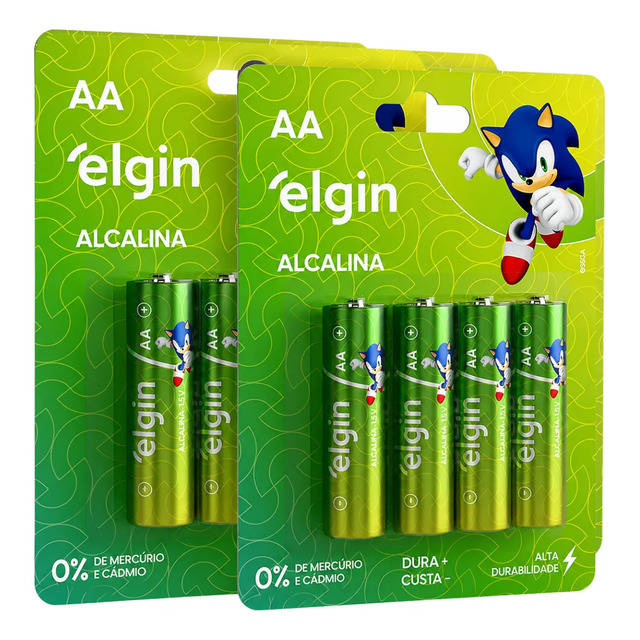 Pilha Alcalina Aa Com 8 Unidades Elgin