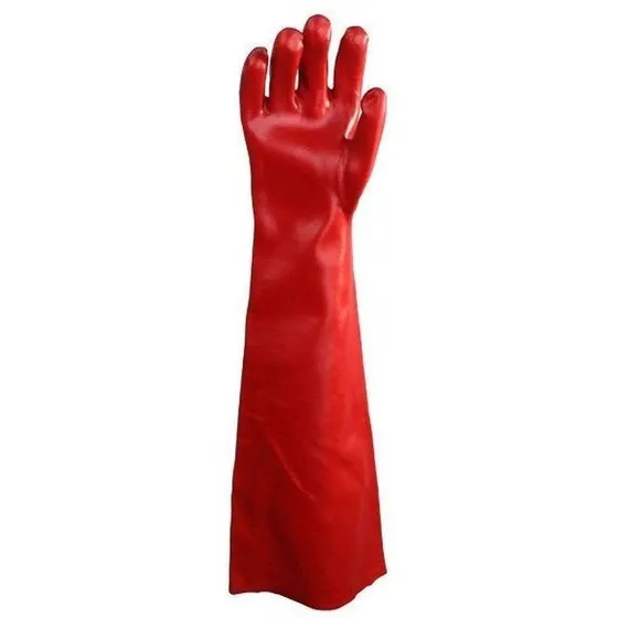 Guante Pvc 60 Cm+certificado+marca Hi Flex+el Mejor+x Par Rojo