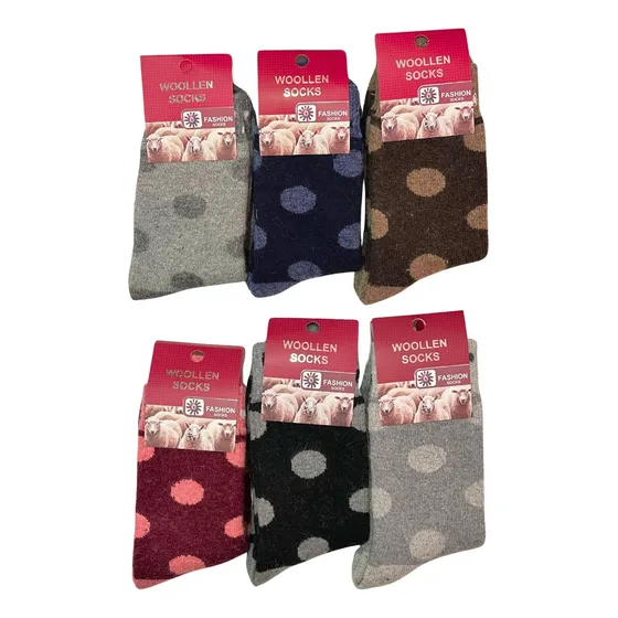 Medias De Lana Lunares Adulto Docena Mm-8470
