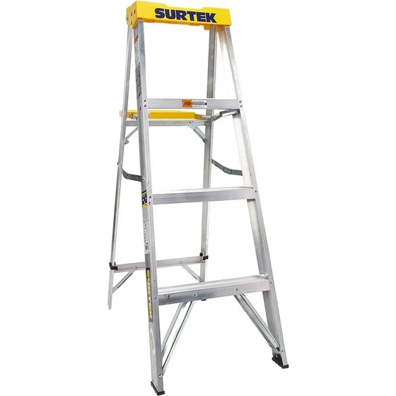 Surtek Modelo Tijera Escalera Aluminio 3 Peldaños Plegable
