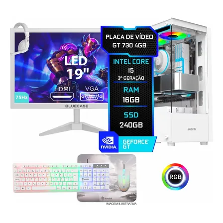 Pc Gamer Completo Branco I5 16gb, Ssd 240gb, Placa Video 4gb 240 Gb 16 Gb Geforce Gt 730