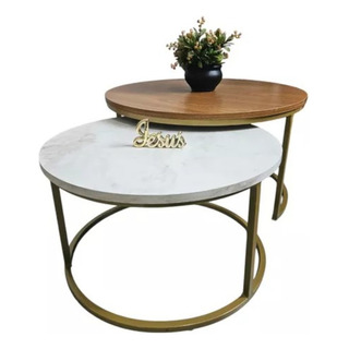 Mesa De Centro Redonda Dourado Com Tampo Em Mdf Mesa De Centro Redonda Dourado Com Tampo Em Mdf