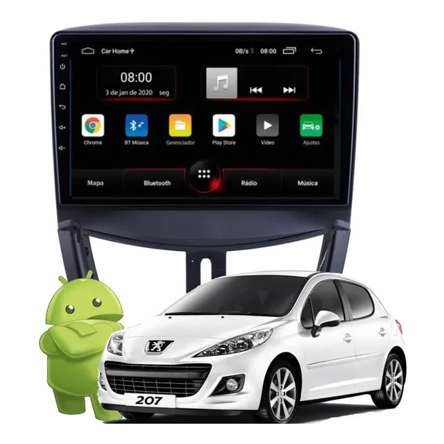 Kit Multimidia Peugeot 207 S160 Android 4.4 Wifi Waze