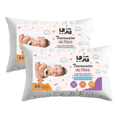 Kit 2 Travesseiros De Fibra Infantil Lavavel Antialergico