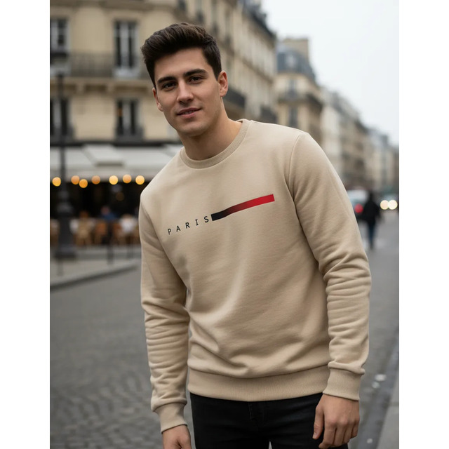 Moletom Masculino Gola Careca Flanelado Paris Suéter Frio