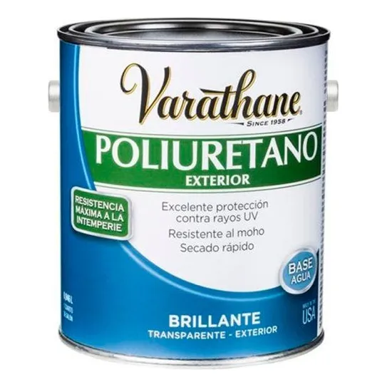 Barniz Transparente Brillante Poliuretan Exterior Agua Litro