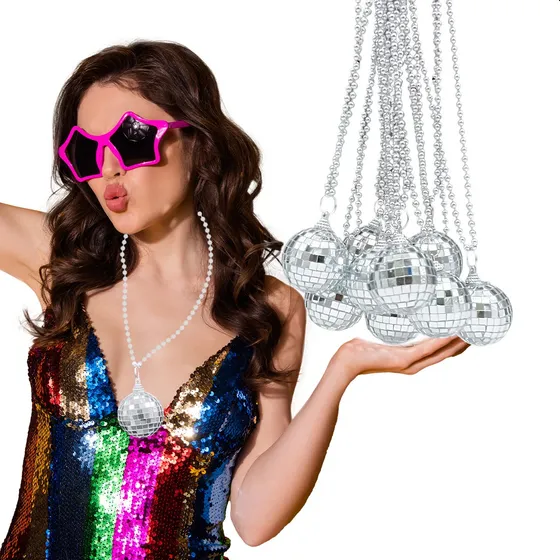 Pack X 12 Collares Disco Bola Espejo Grupo Carnavallia 