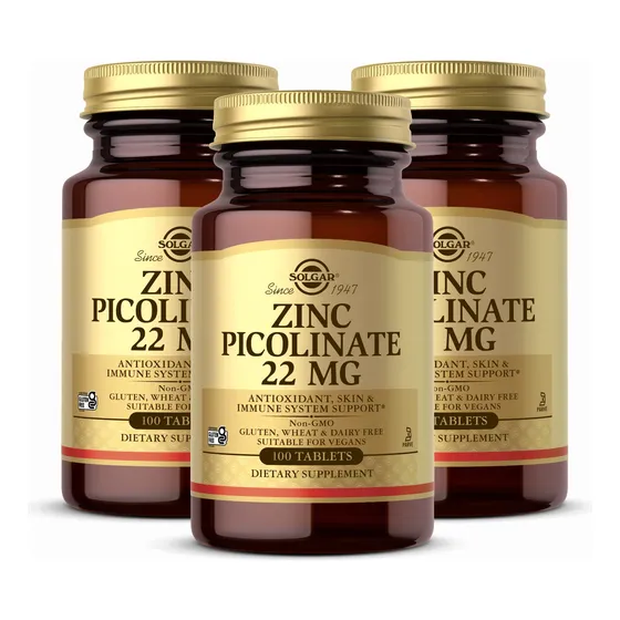 Suplemento Solgar Picolinato De Zinc 22 Mg 100 Comprimidos X