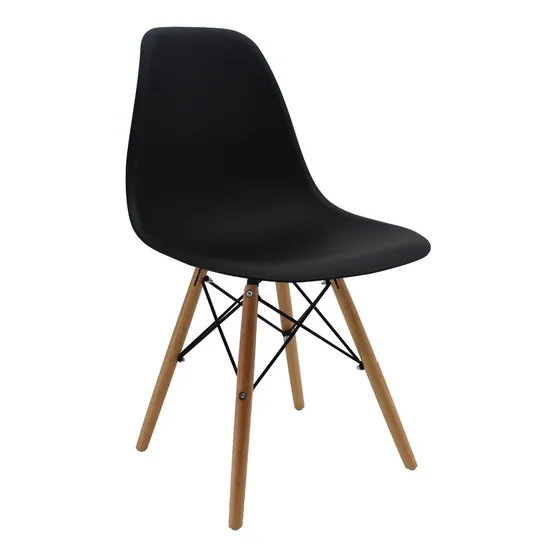 Silla Eames Para Sala Comedor Patas En Madera + Estructura De La Silla Negro