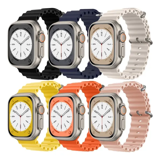 Kit Com 3 Pulseiras Ocean Compatível Apple Watch Ultra Cores