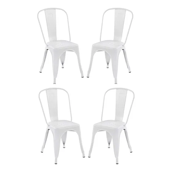 Sillas X4 Tolix Metálica Reforzada Casa Jardin Estructura de la silla Blanco Asiento Blanco