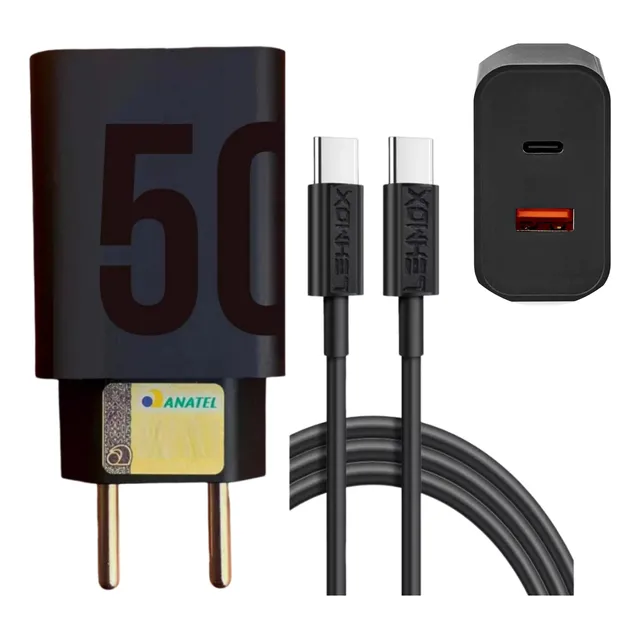 Carregador Celular Turbo Power 50w Usb A + Usb-c Com Tipo C
