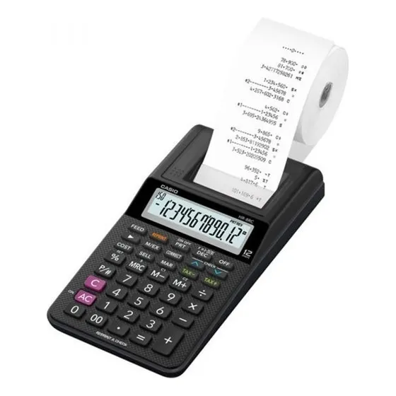 Calculadora Casio Hr-8rc-bk Mini Impresora 12 Dígitos Negro