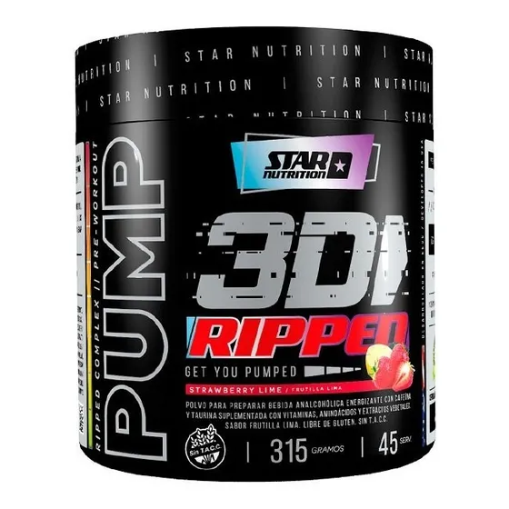 Pump 3d Ripped 315 Gr Star Nutrition Pre Entreno + Quemador