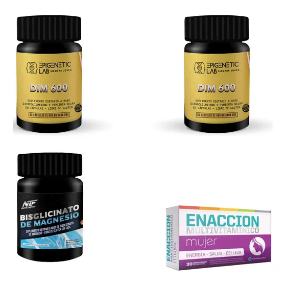 Dim X 60 Cap X 2 Unid + Bisglicinato De Magnesio + Regalo Sin Sabor