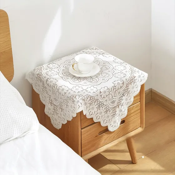 Mantel De Té Bordado Con Encaje, Elegante Flor