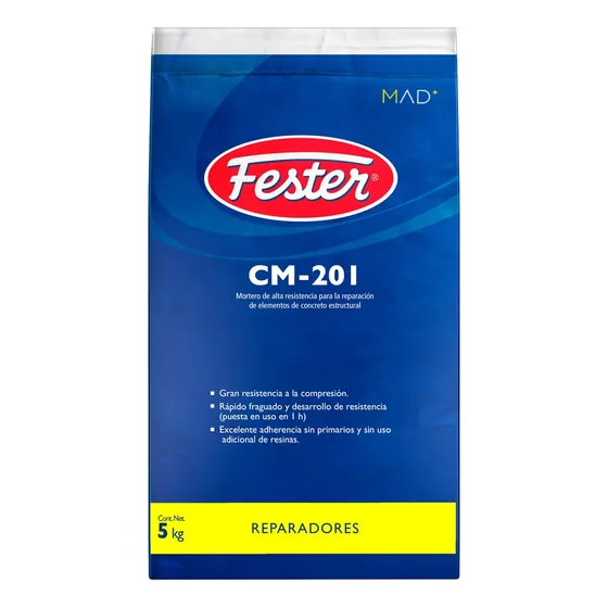 Fester Cm-201 (5 Kg) Mortero Para Reparación De Concreto Gris M