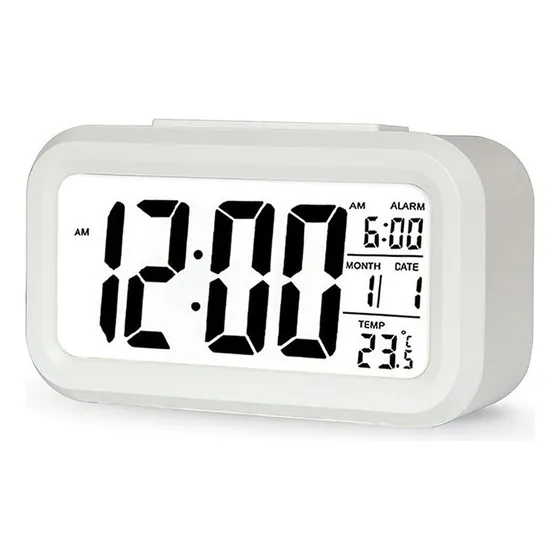 Reloj Despertador Digital Fecha Temperatura Alarma Luz Led ® Color Blanco
