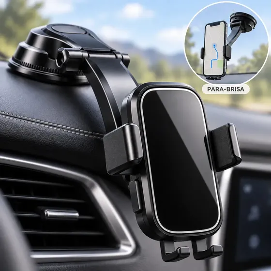Suporte Veicular Universal para Celular de 4" a 7" no Painel e Para-brisas Pra Carro Mesa Porta Pain