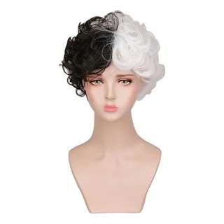Peluca Corta Ondulada En Blanco Y Negro Para Cosplay De Hall Peluca Corta Ondulada En Blanco Y Negro Para Cosplay De Hall