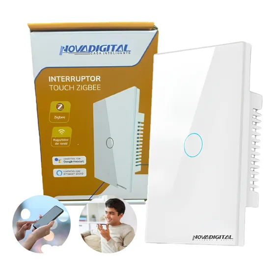 Interruptor Touch Led 1 Botão Smart Zigbee Novadigital Cor Branco 127v