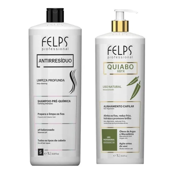 Felps - Progressiva Okra Litro + Shampoo Antiresiduo Litro