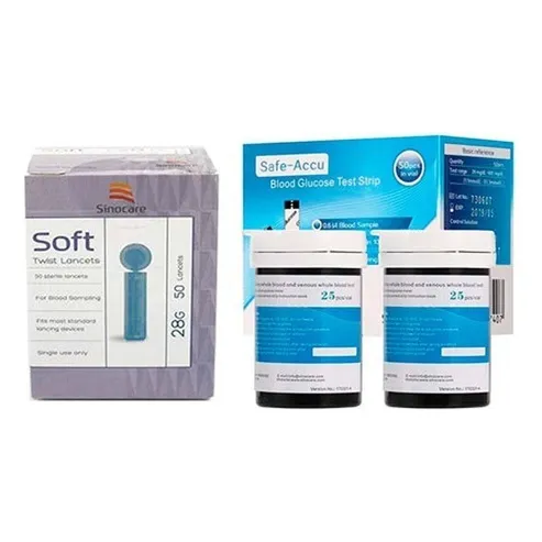 50 Tiras Reactivas Y 50 Lancetas Glucómetro Soft Sinocare