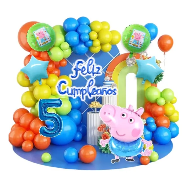 Combo Globo Decoración Fiesta George Pig Cerdito Jorg Figura