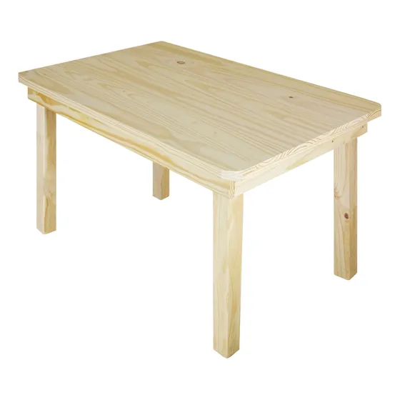 Mesa Comedor Sala Madera Maciza Moderna Recta 120x80 Sajo Tapa Natural