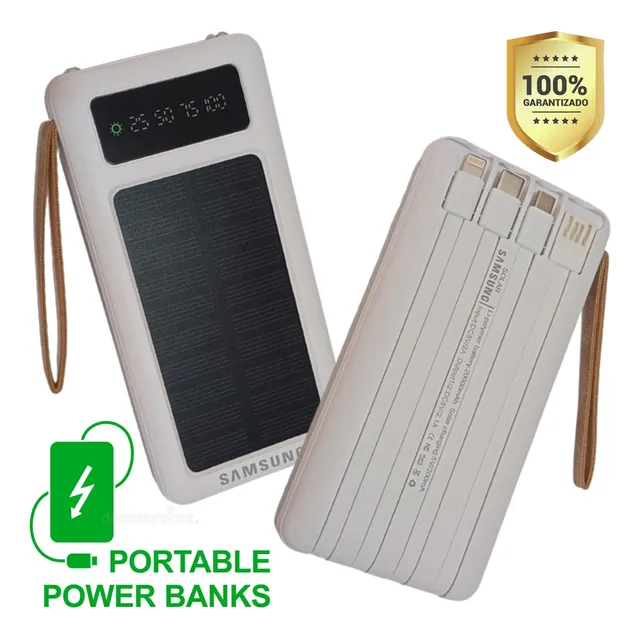 Cargador Portátil Solar Y Led 20000mah 3 Entradas 4 Salidas