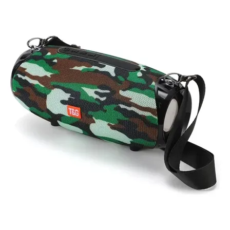 Parlante Bluetooth Portátil T&g Subwoofer Inalámbrico Con Radio Fm Y Correa Camouflage