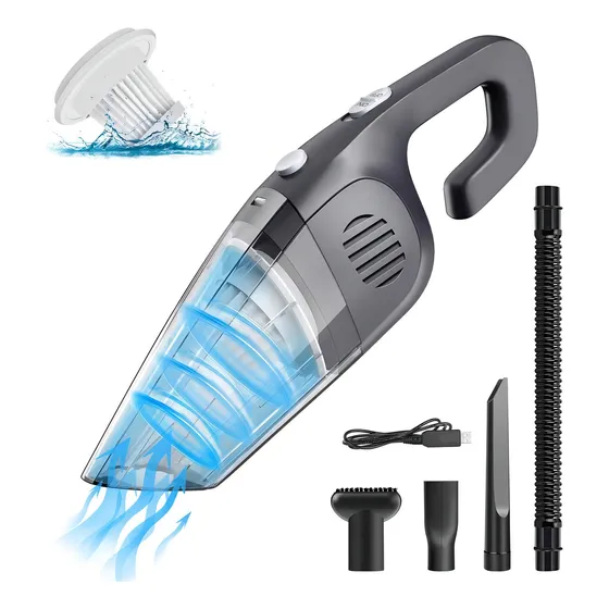 Aspiradora Portátil Agua Polvo 120w Auto Hogar Inalámbrica Color Negro