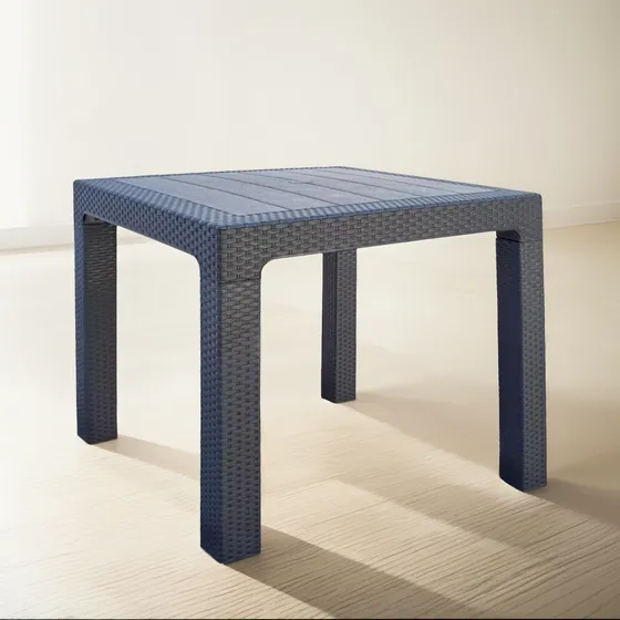 Mesa Cuadrada Alta Simil Ratán 80x80x75cm Reforzada Ext