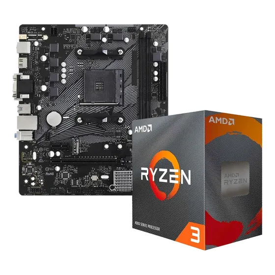 Combo Actualizacion Amd Ryzen 3 3200g + A320m Am4 Color Negro