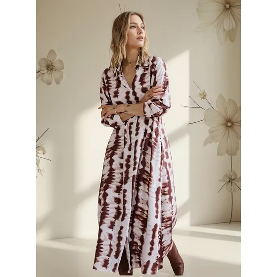 Vestido Camisero Largo / Maxi Camisa Con Bolsillos
