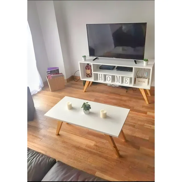Rack Para Tv+ Mesa Con Patas Estilo Nórdico
