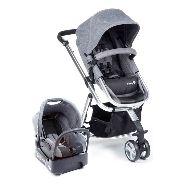 Conjunto Travel System Mobi Ts Trio Grey Denim Silver Carrinho 3 Rodas Em Alumínio Com Moi... Conjunto Travel System Mobi Ts Trio Grey Denim Silver Carrinho 3 Rodas Em Alumínio Com Moi...