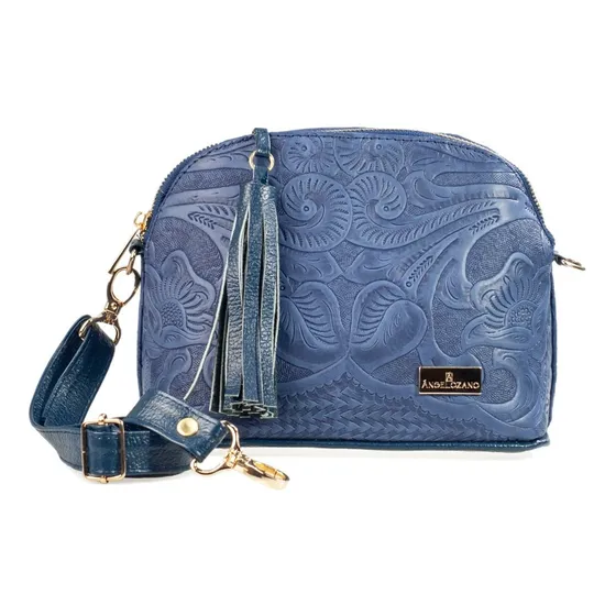 Bolso Mod Selena Cincelado Piel Bolsa Mariconera Env Color Azul