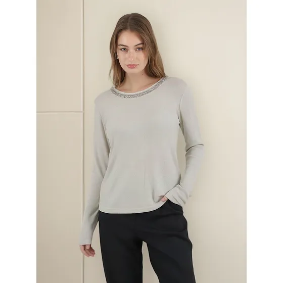 Remera Premium Holly Lurex Con Piedras Manga Larga Gu70074