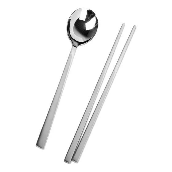 Hogar Cocina Coreano 2 Juegos Palillos De Acero Inoxidable