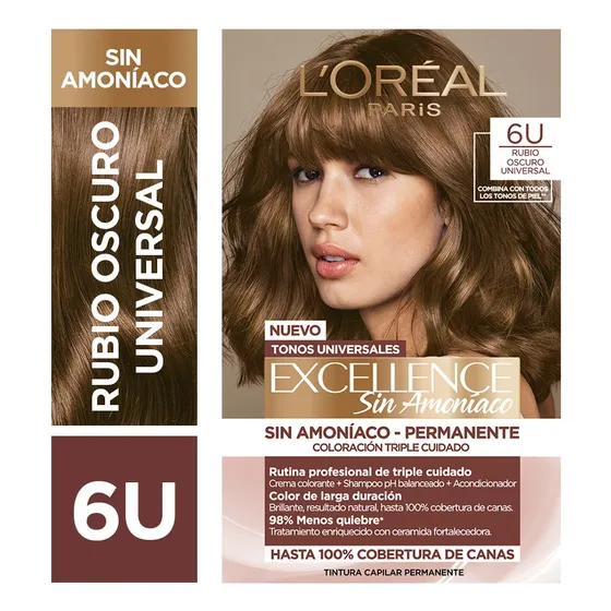 Kit Tintura Excellence Sin AmoníacoTono 6U Rubio Oscuro Universal