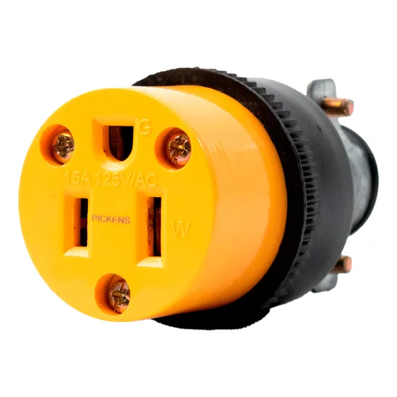 Tomacorriente Hembra Pickens Cubierta Goma 3 Polos 15a 125v