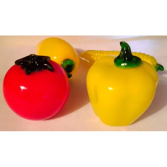 Frutas En Murano Juego De 4 Y Sopera Pimenton