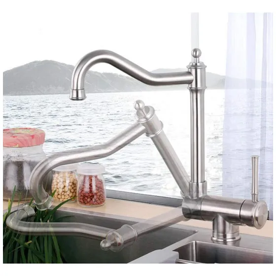 Grifo Cocina Plegable Frio Caliente Acero Inoxidable Un Solo